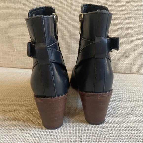Sam Edelman "Marlene" Black Leather Buckle Round Toe Ankle Booties Size 9.5 M - Picture 7 of 10